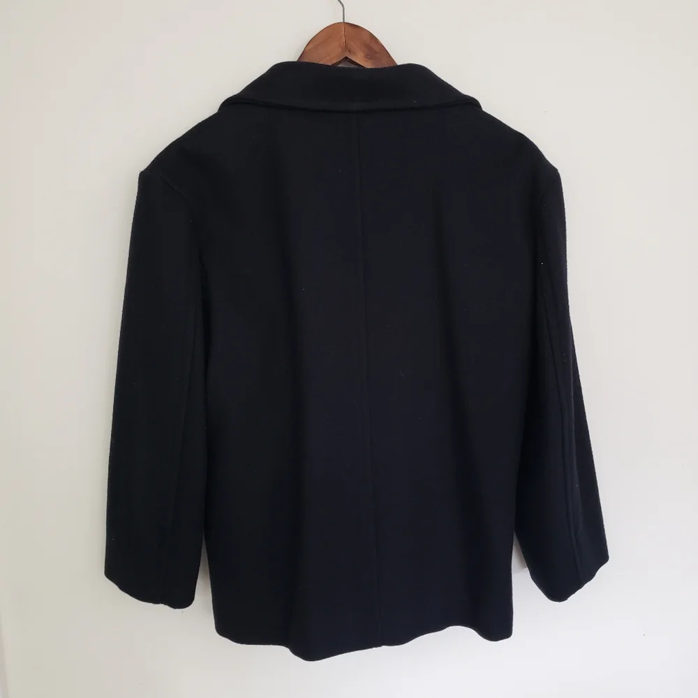 🌞SOLD🌞 Talbots Kids Wool Pea Coat Size XXL Black Double Breasted Buffalo Plaid - Picture 6 of 10